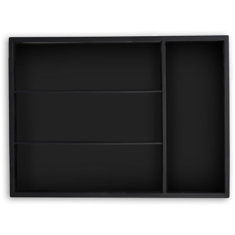 Relaxdays - Range-couverts, 4 compartiments, organiseur pour le tiroir, bambou et mdf, h x l x p : 4 x 25 x 34 cm, noir