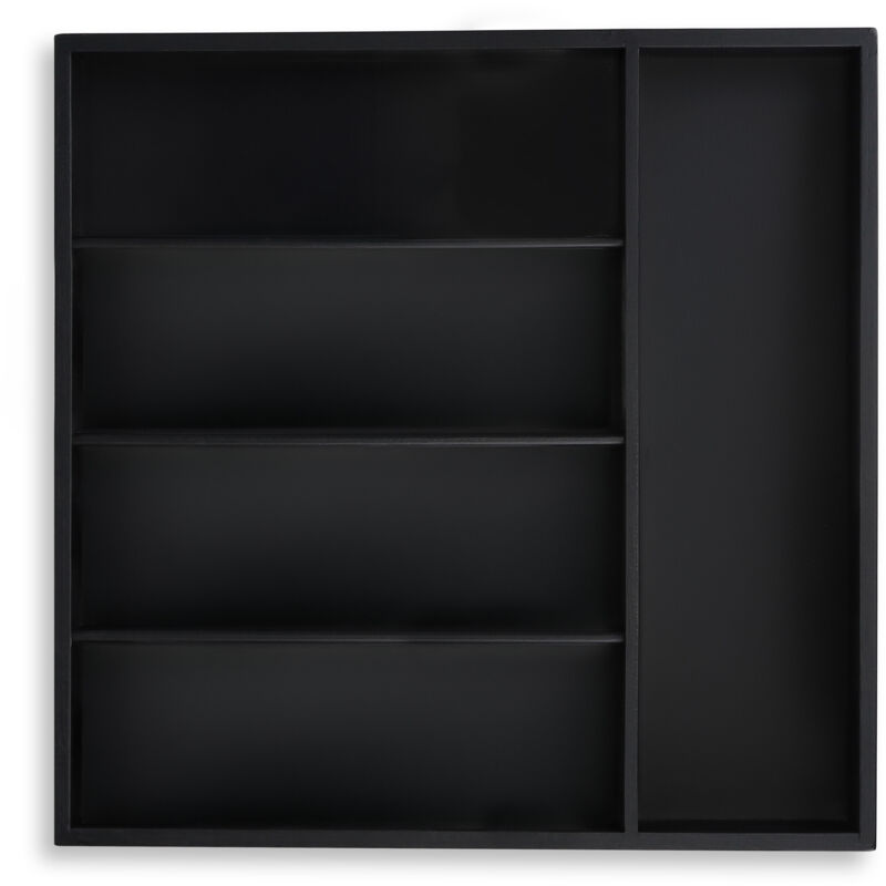 Relaxdays - Range-couverts, 5 compartiments, organiseur pour le tiroir, bambou et mdf, h x l x p : 4 x 34 x 33,5 cm, noir