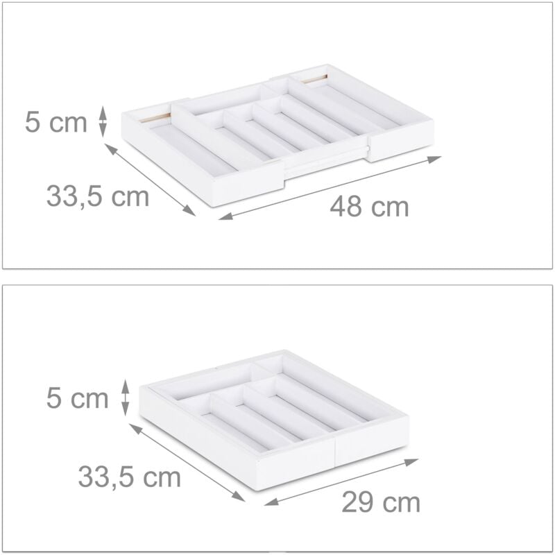 Helloshop26 - Range-couverts avec casiers modulables extensible bambou blanc