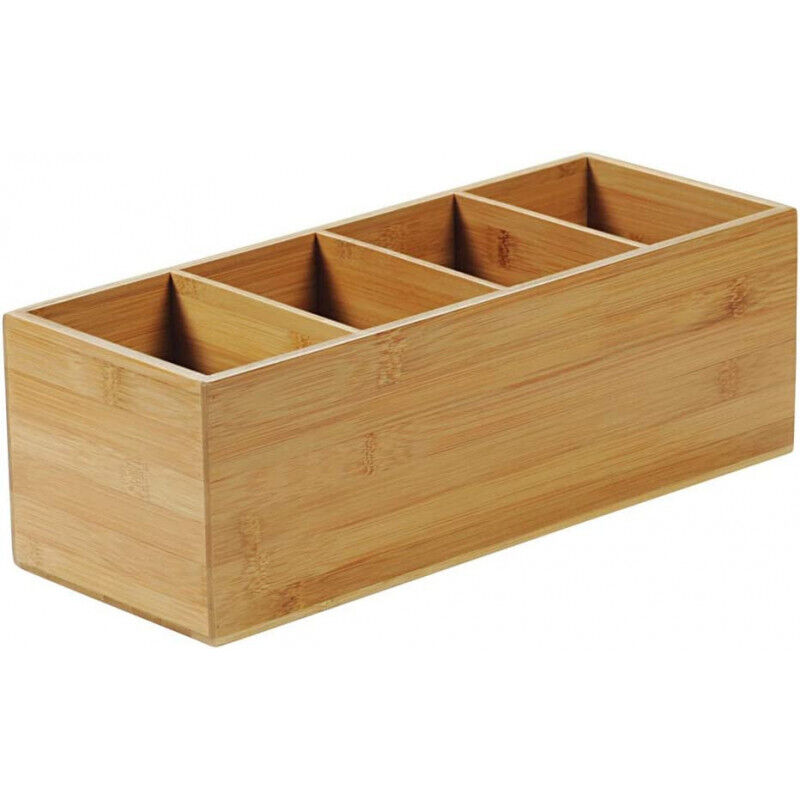 Range couverts en bambou 4 compartiments - Beige - l 35 x l 14 x h 12 cm - Livraison gratuite