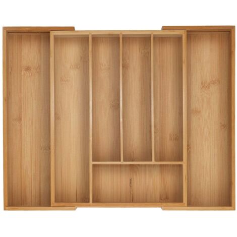 Range couverts en bambou organiseur de tiroir reglable