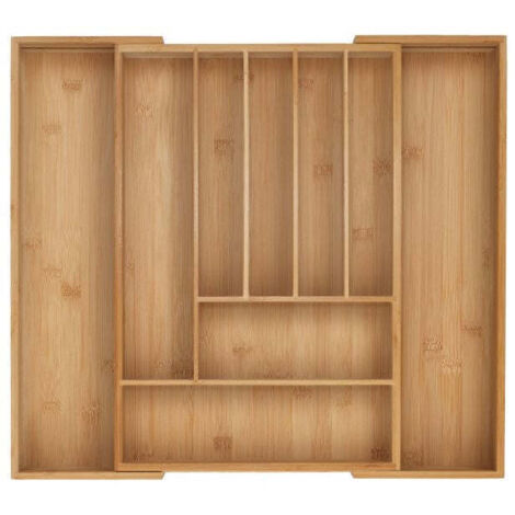 Range couverts en bambou organiseur de tiroir reglable