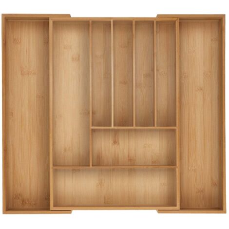 Range couverts en bambou organiseur de tiroir reglable