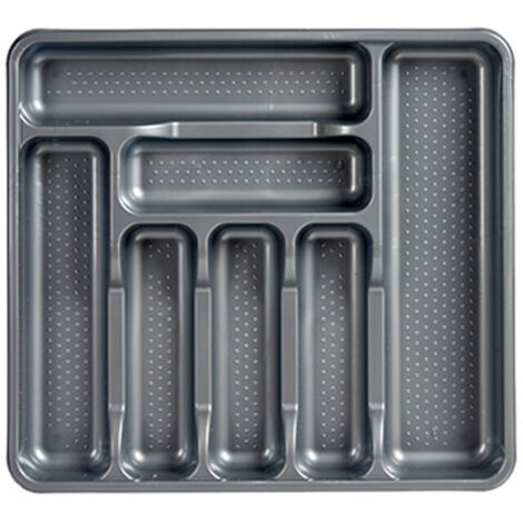 Range-Couverts en Plastique Gris 7 Compartiments