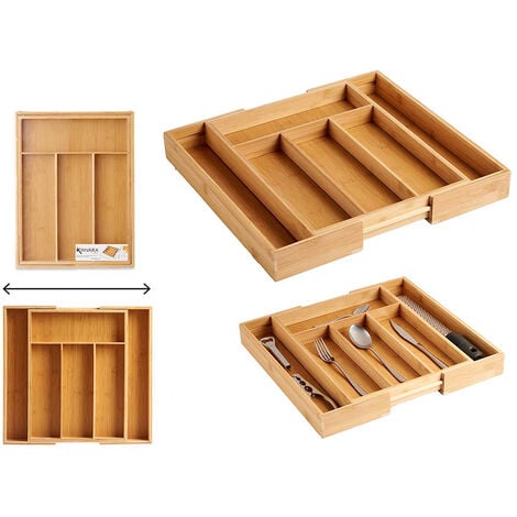 Range-couverts en bois extensible - Organisateur de tiroir de cuisine  Dimension 400-600mm