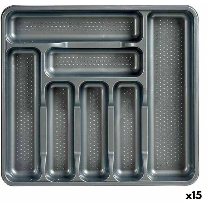Organisateur de couverts en plastique gris 39 x 5 x 42,5 cm (15 pcs.)