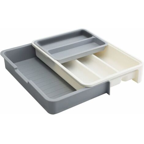 Range-couverts Organisateur de tiroir à couverts extensible et réglable pour ustensiles de cuisine 7 compartiments Organisateur d'insertion de couverts sans BPA Rangement polyvalent pour tiroir à couv