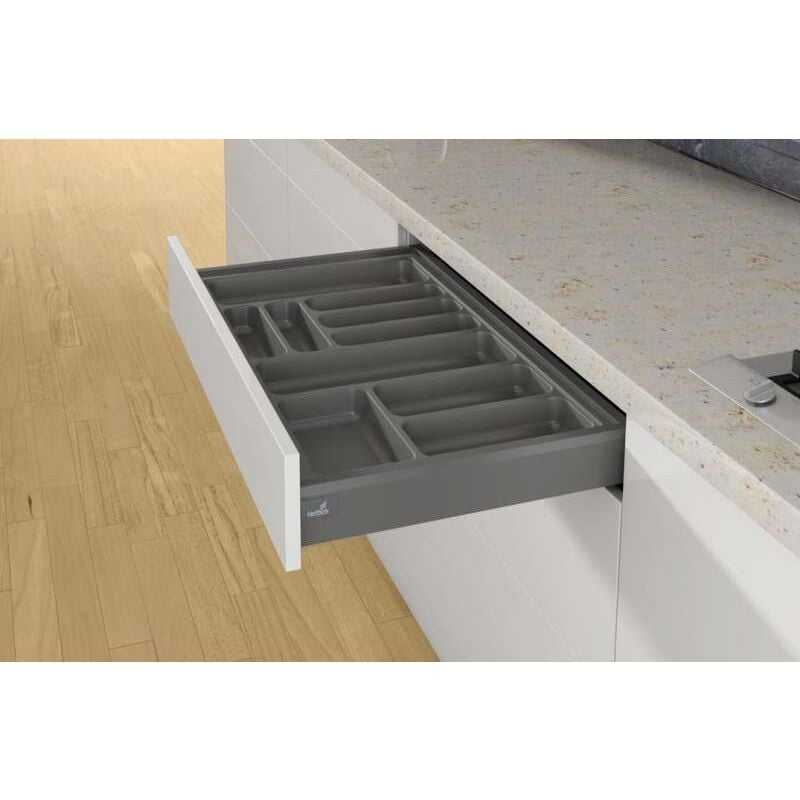 Hettich - Range-couverts orgatray 440 anthracite - Pour caisson AvanTech You de largeur : 600 mm - Largeur maxi : 600 mm - Largeur mini : 501 mm