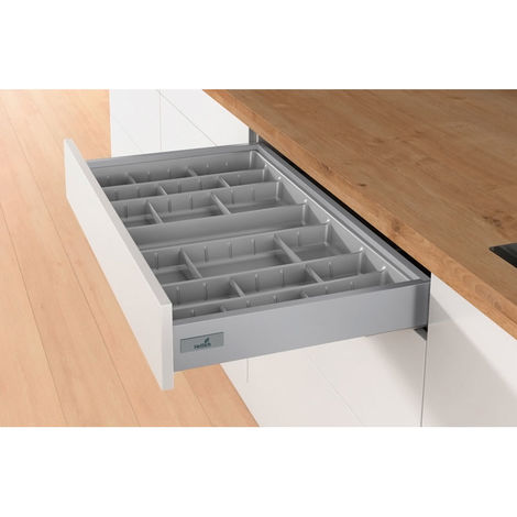 diviseur ustensile pour grand tiroir rangement armoire cuisine abs gris  lustré 28