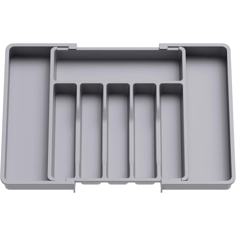 Range Couverts, Plateau d'Ustensiles Extensible pour Tiroir, Organisateur de Tiroir Réglable pour la Cuisine, Rangement Compact en Plastique pour