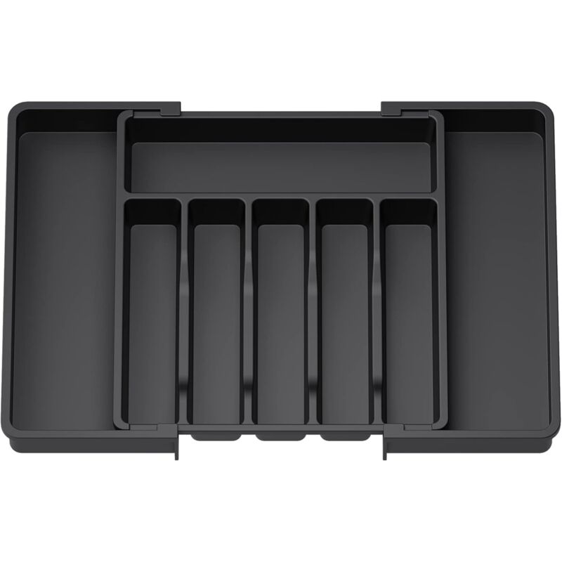 Range Couverts, Plateau d'Ustensiles Extensible pour Tiroir, Organisateur de Tiroir Réglable pour la Cuisine, Rangement Compact en Plastique pour