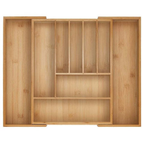 Range couverts reglable en bambou pour tiroirs