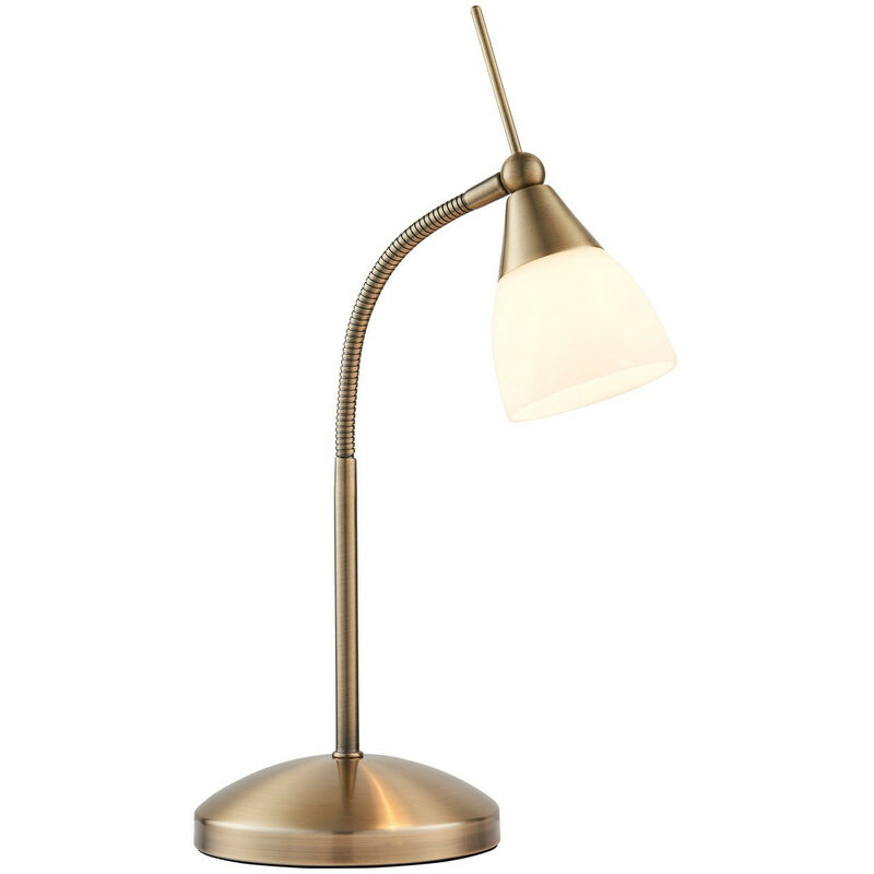 Endon - Range - Table Lamp Antique Brass, White Glass, G9