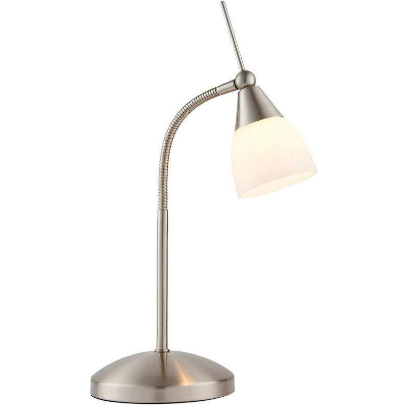 Endon - Range - Table Lamp Satin Chrome, White Glass, G9