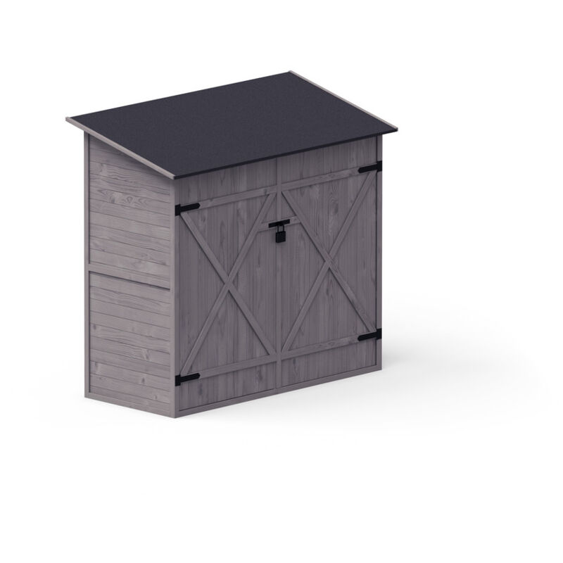 Upyard Abri de Jardin en Bois Naturel - Cabine de Rangement Extérieur - Cabane à Outils avec Système D'étagères 149x78x164 cm, Gris