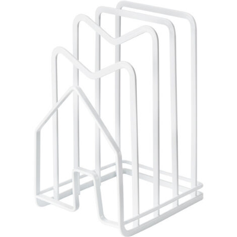 Range planches à découper et couvercles blanc fer, égouttoir intégré cuisine, gain de place