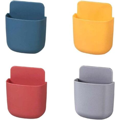 Range Telecommande Mural 4 Pièces Support Telecommande Mural Boîte Rangement pour Télécommande Auto Adhésive Support de Téléphone Portable Mural, 4 Couleurs
