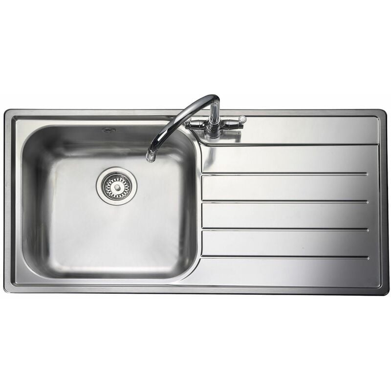 Image of Oakland Kitchen Sink 1.0 Bowl rh Drainer Inset Stainless Steel Waste - Silver - Rangemaster