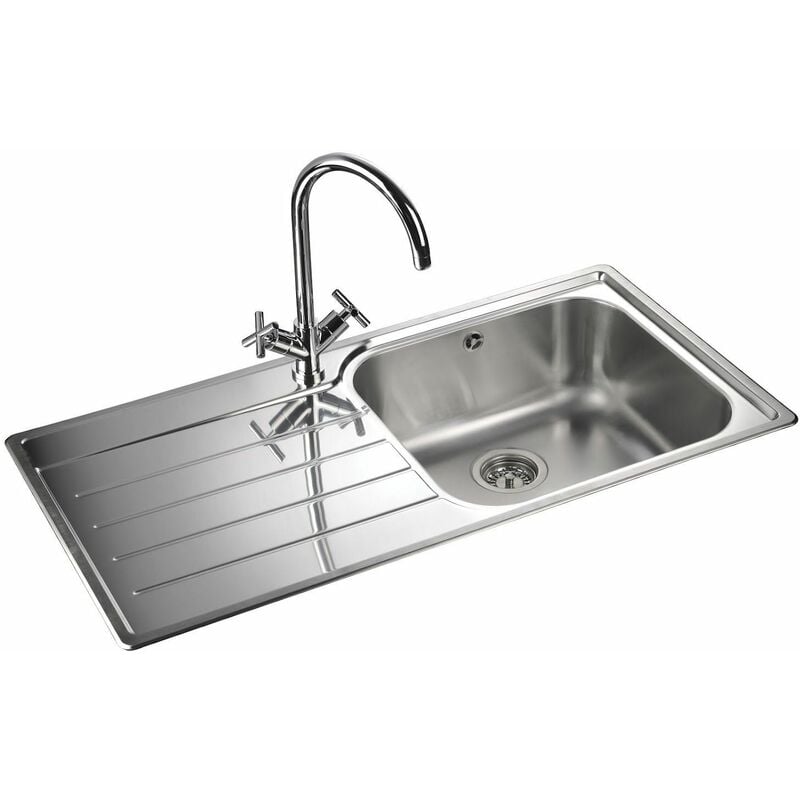 Image of Oakland Kitchen Sink 1.0 Bowl lh Drainer Inset Stainless Steel Waste - Rangemaster