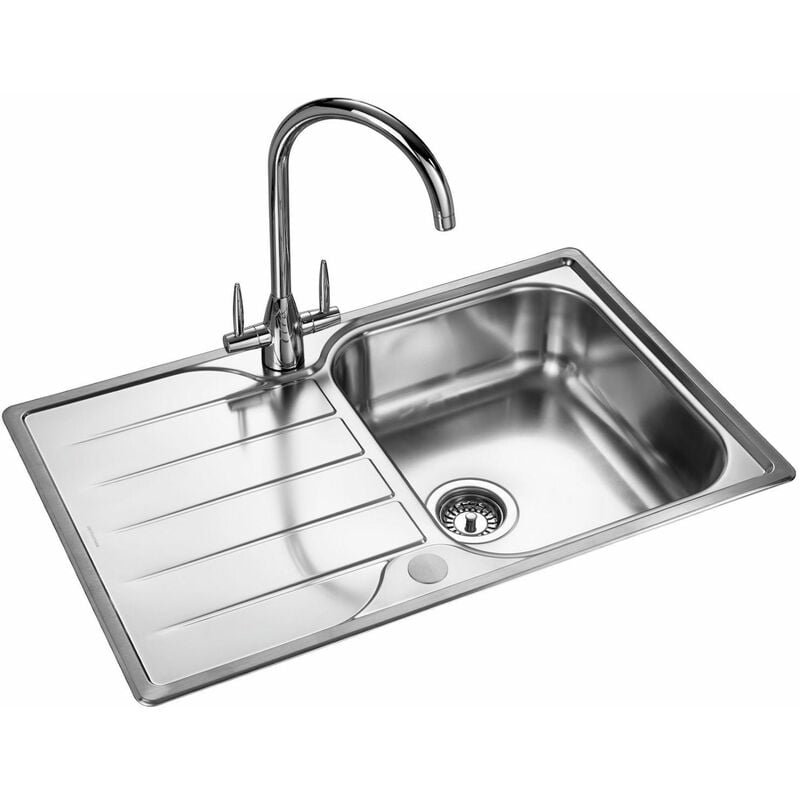 Image of Michigan Stainless Steel Reversible 1 Bowl Inset Kitchen Sink Sinks - Silver - Rangemaster