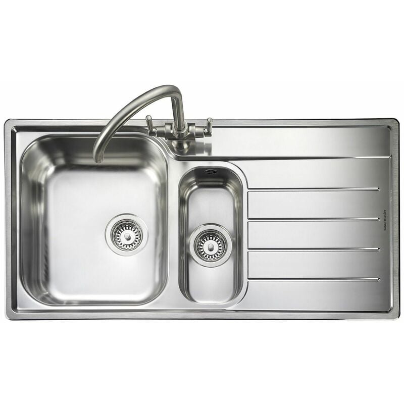 Oakland Kitchen Sink 1.5 Bowl Right Hand Stainless Steel Inset Waste - Rangemaster
