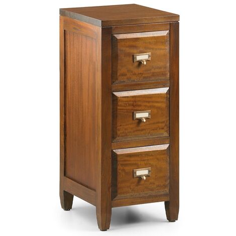 Rangement 3 tiroirs coloniale en bois d'acajou massif Falkane 30cm
