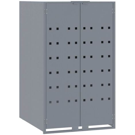 Rangement à roulettes pour poubelles pour bac unique gris acier CFW52987