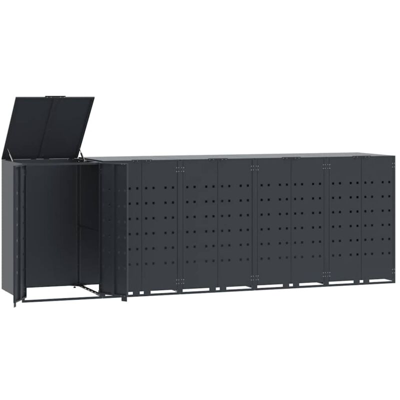 Vidaxl - Rangement à roulettes pour poubelles pour 5 bacs anthracite