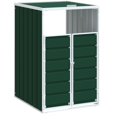 Rangement à roulettes pour poubelles pour bac unique vert acier vidaXL
