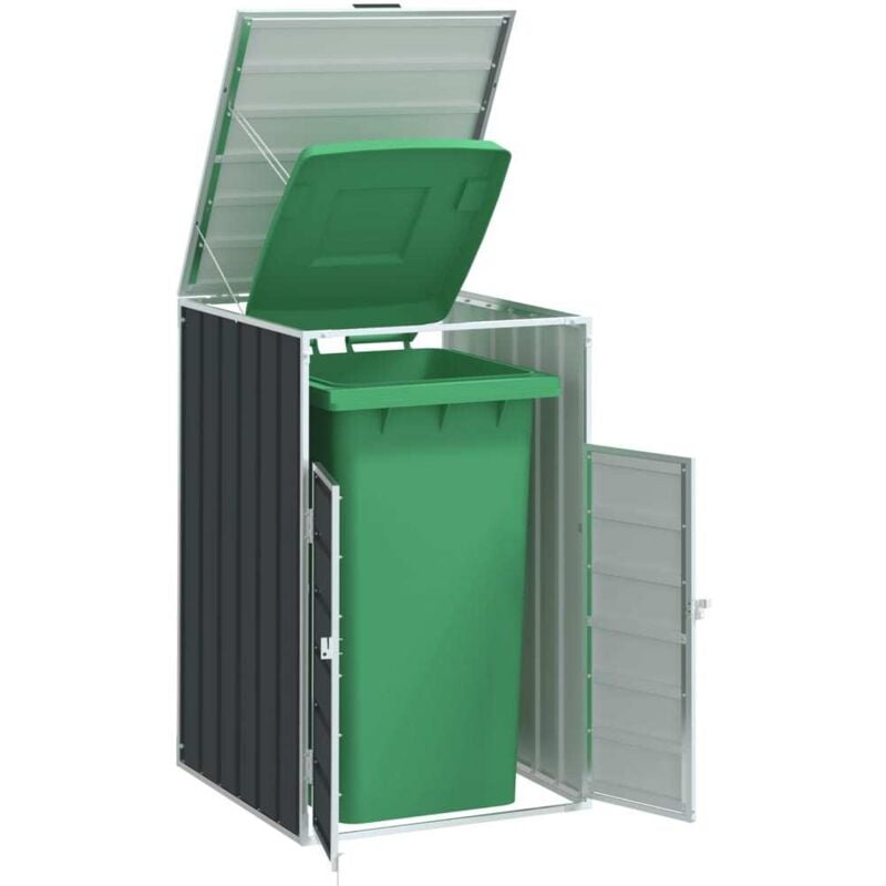 Rangement à roulettes pour poubelles pour bac unique acier - Vidaxl