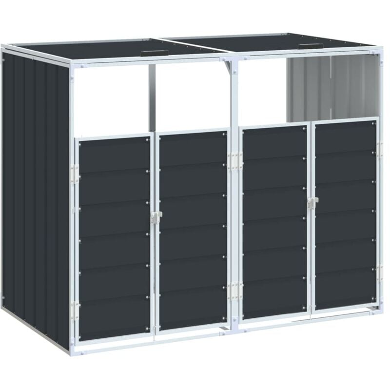 Vidaxl - Rangement à roulettes pour poubelles pour deux bacs acier