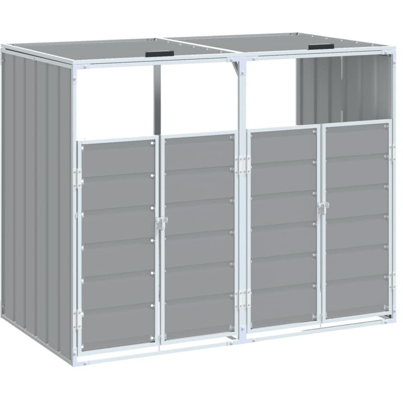 vidaXL Mülltonnenbox für 2 Tonnen Grau 144x81x113 cm Stahl