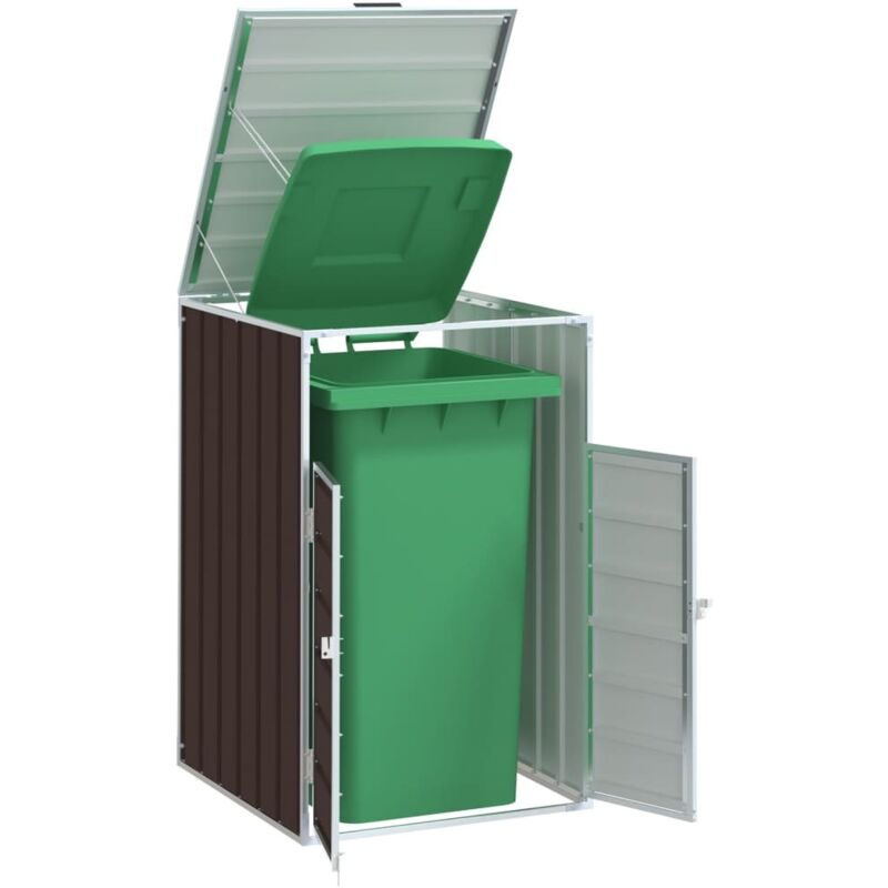 vidaXL Mülltonnenbox für 1 Tonne Braun 72x81x115 cm Stahl