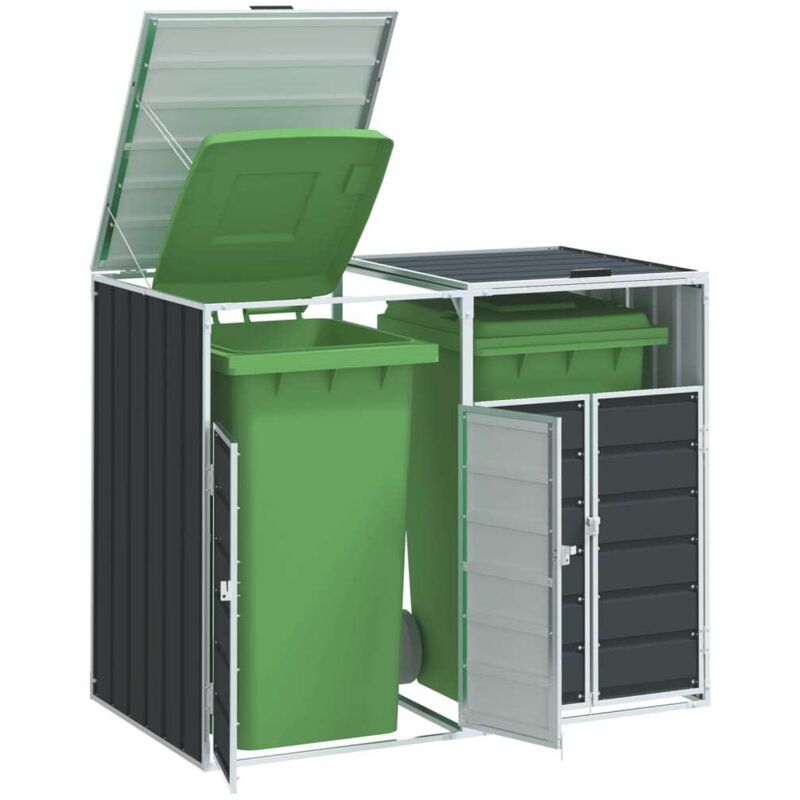 vidaXL Mülltonnenbox für 2 Tonnen Anthrazit 144x81x113 cm Stahl