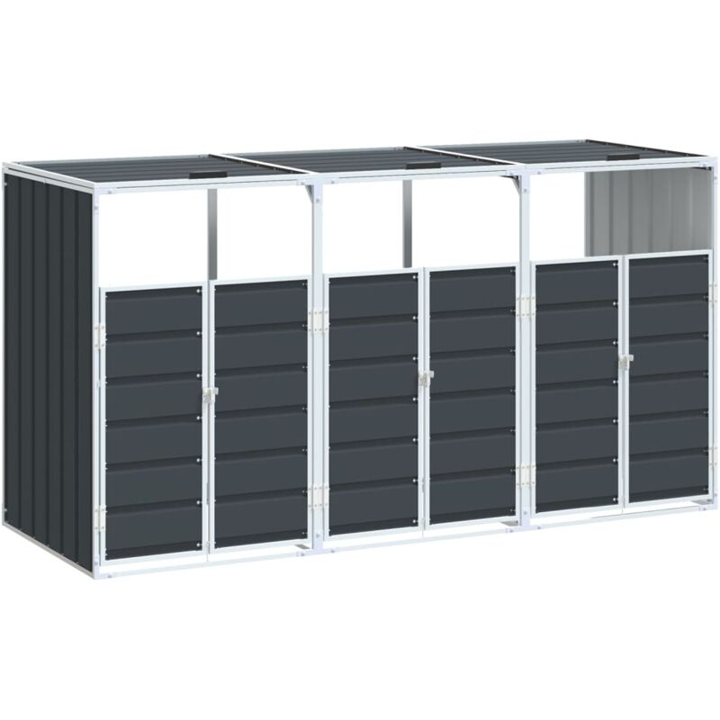 vidaXL Mülltonnenbox für 3 Tonnen Anthrazit 216x81x115 cm Stahl