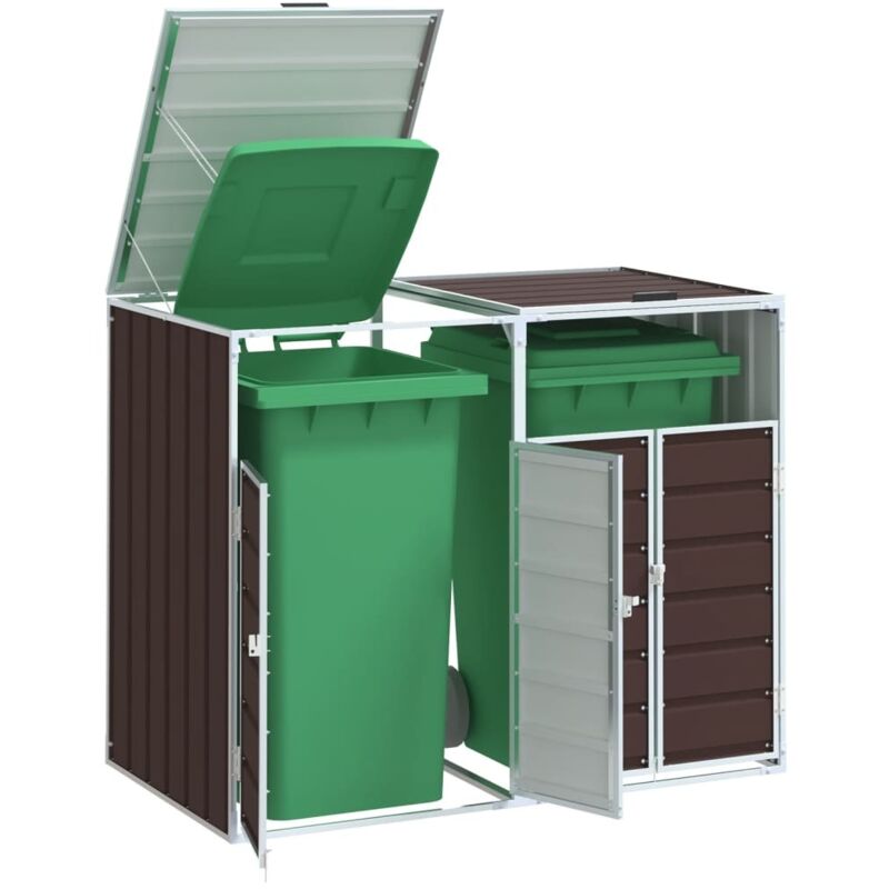 vidaXL Mülltonnenbox für 2 Tonnen Braun 144x81x113 cm Stahl