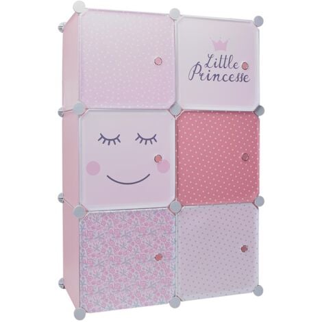 THE HOME DECO KIDS Rangement Armoire Modulable 6 Cubes Fille