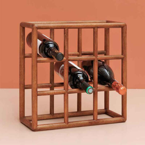 Rangement bouteilles 9 compartiments bois Jakarta 37x16x37cm