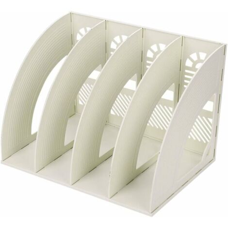Rangement Bureau Organisateur de Bureau Table en Plastique 4 Compartiments DIY Porte-revues Magazines Casier de Stockage Support pour Papier A4 Document Dossier Magazine Cahier CD Livre