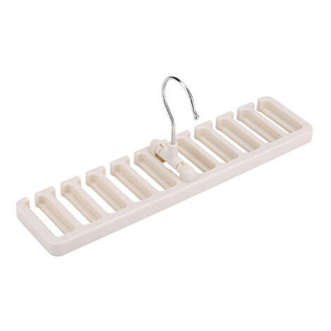 Rangement ceintures et écharpes, 10 crochets, gain de place pour placard, plastique robuste, couleur beige