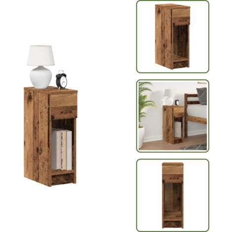 Rangement chambre - vidaXL Table de chevet avec tiroir vieux bois 20x36x60 cm - Table de chevet avec tiroir
