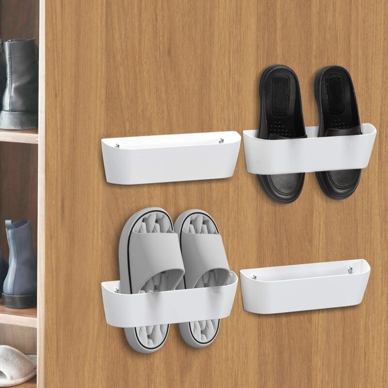 Rangement Chaussure Porte pour Caravane, Camping Car Accessoires, Porte Chaussures Mural Crochets à Chaussures Auto-adhésifs ou à Percer 2 Façons