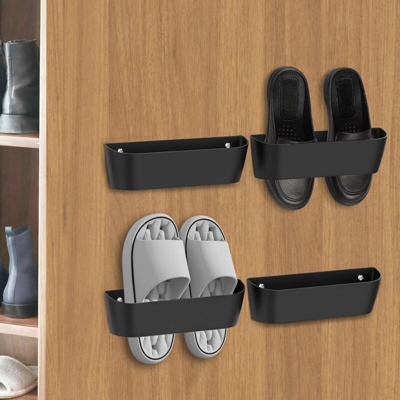 Rangement Chaussure Porte pour Caravane, Camping-Car, Porte Chaussures Mural Crochets à Chaussures Auto-adhésifs ou à Percer 2 Façons D'installation,