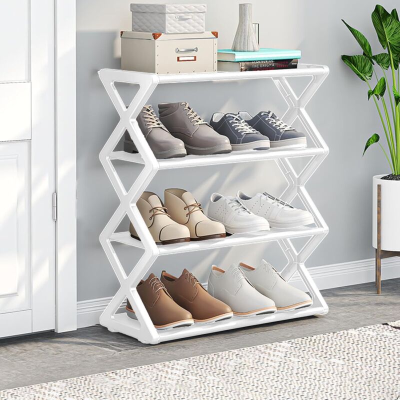 Rangement Chaussures 4 Étages – Étagère Modulable Robuste et Durable pour Placard, Entrée et Garage, Montage Facile Sans Outils