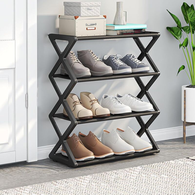 Rangement Chaussures 4 Étages – Étagère Modulable Robuste et Durable, Placard, Entrée et Garage, Montage Facile Sans Outils