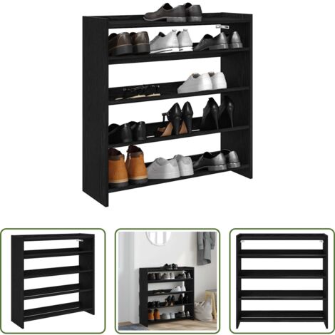 Rangement chaussures -  Étagère à chaussures noir 80x25x81 cm bois d'ingénierie