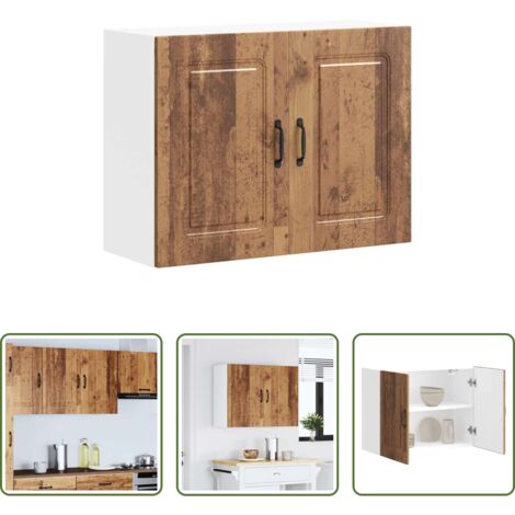 Rangement cuisine -  Armoire murale de cuisine Kalmar vieux bois bois d'ingénierie