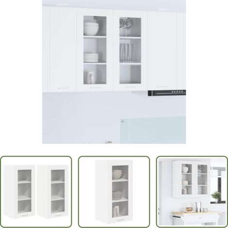Rangement cuisine -  Armoire suspendue 2 pcs Blanc 40 x 31 x 80 cm Bois d'ingénierie