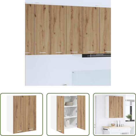 Rangement cuisine -  Armoire suspendue avec stockage Chêne artisanal 60 x 31 x 80 cm