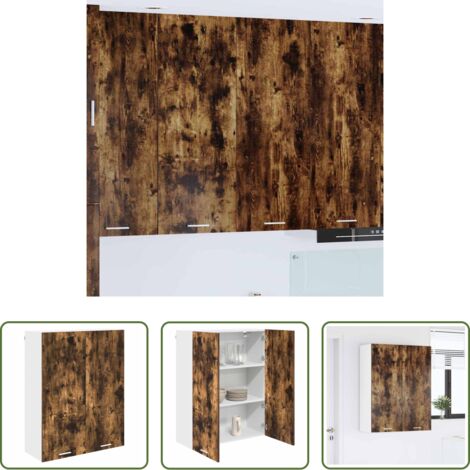 Rangement cuisine -  Armoire suspendue Chêne fumé 80 x 31 x 100 cm Bois d'ingénierie